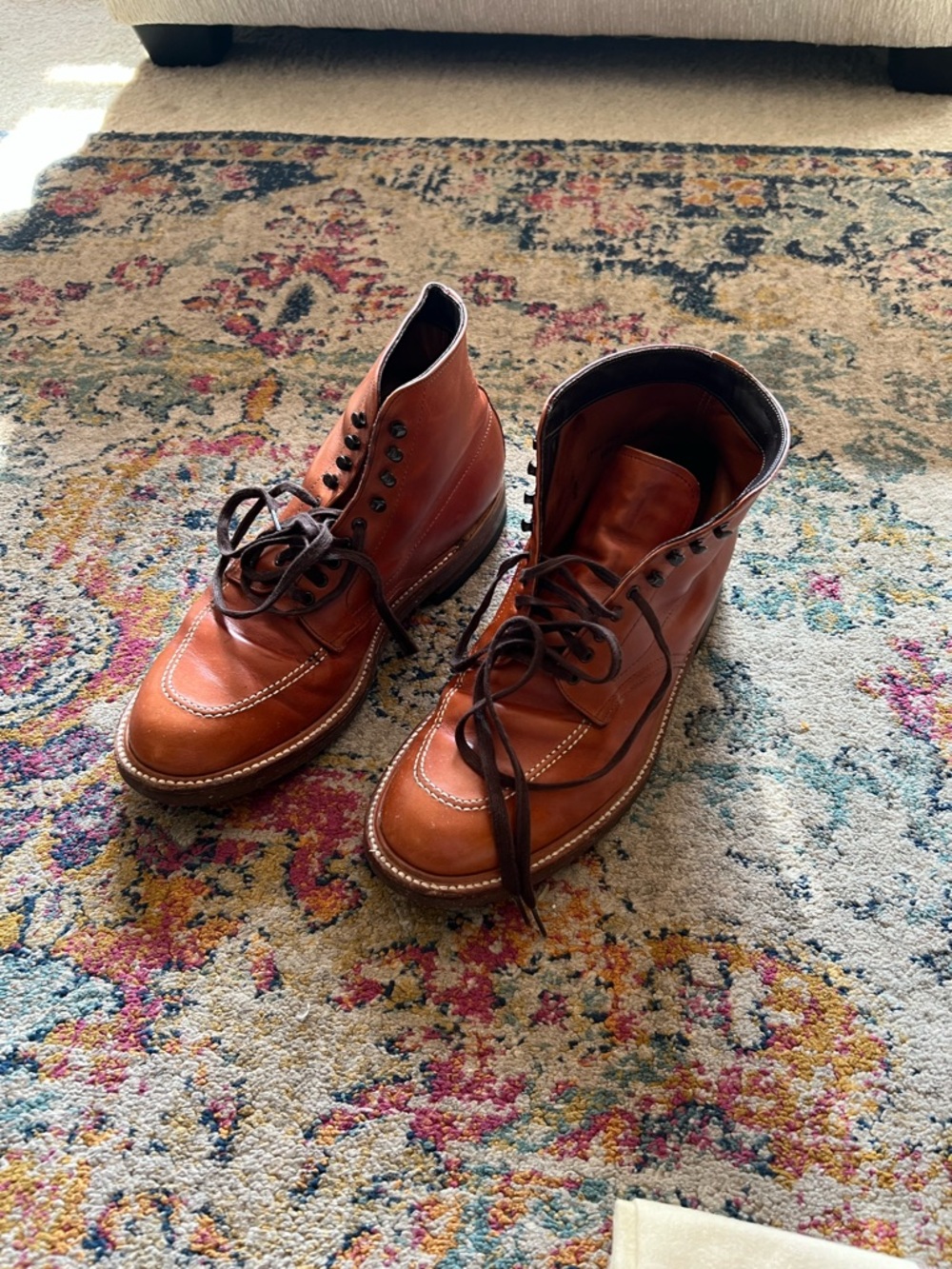 Alden 405 Indy Boots- Men’s Cognac Brown Leather Lace-Up Boots